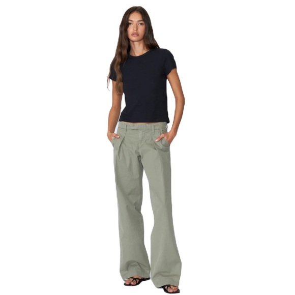 SLVRLAKE Lola Cotton Wide Leg Pleated Pant Size 27 In...